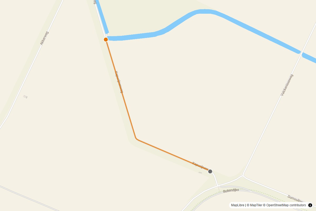Overzichtskaart van de gravelroute #01 Gravelstrook Kapucijnenweg bij Rilland