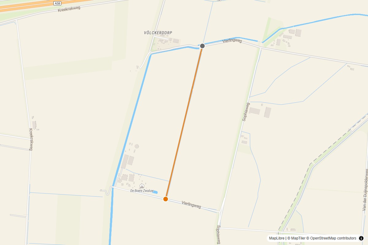 Overzichtskaart van de gravelroute #03 Gravelstrook Vierlingweg bij Völckerdorp
