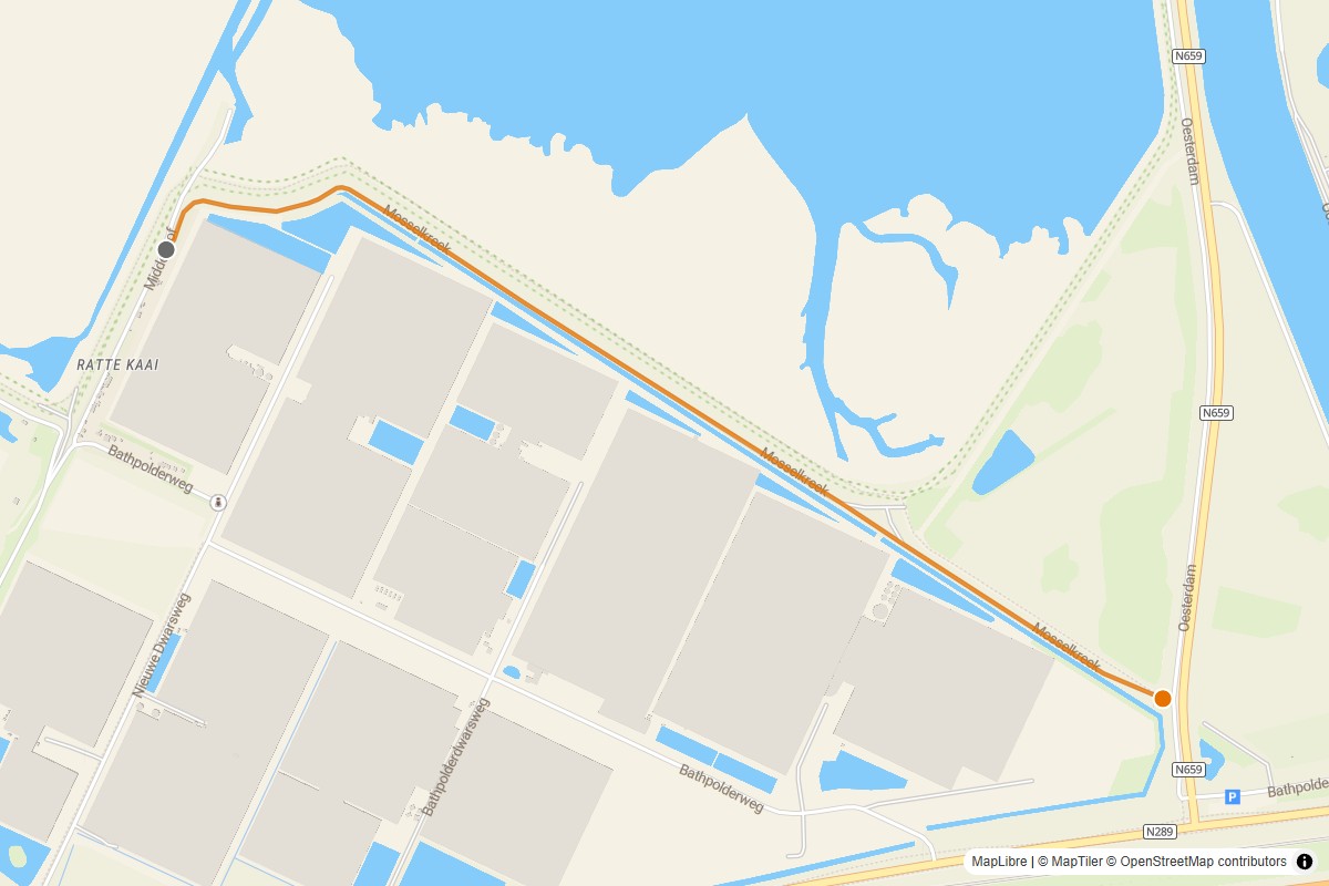 Overzichtskaart van de gravelroute #04 Gravelstrook Mosselkreek bij Rilland