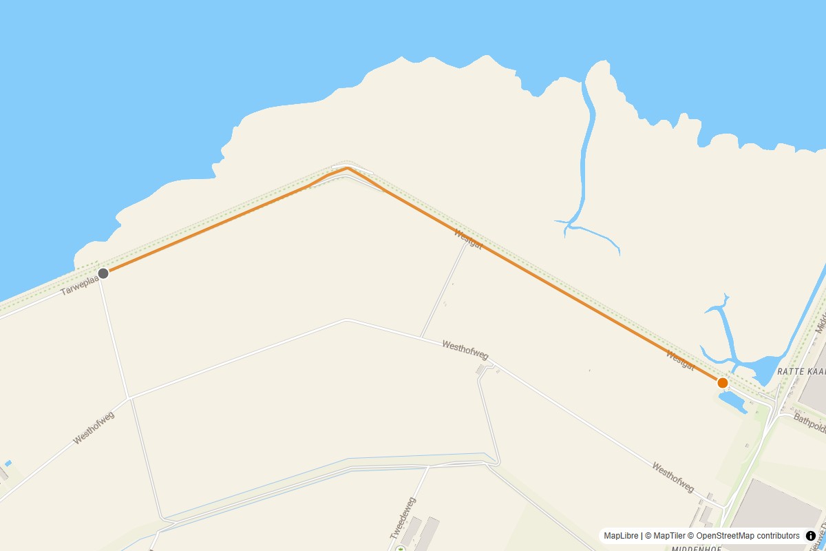 Overzichtskaart van de gravelroute #05 Gravelstrook Westgat bij Rilland