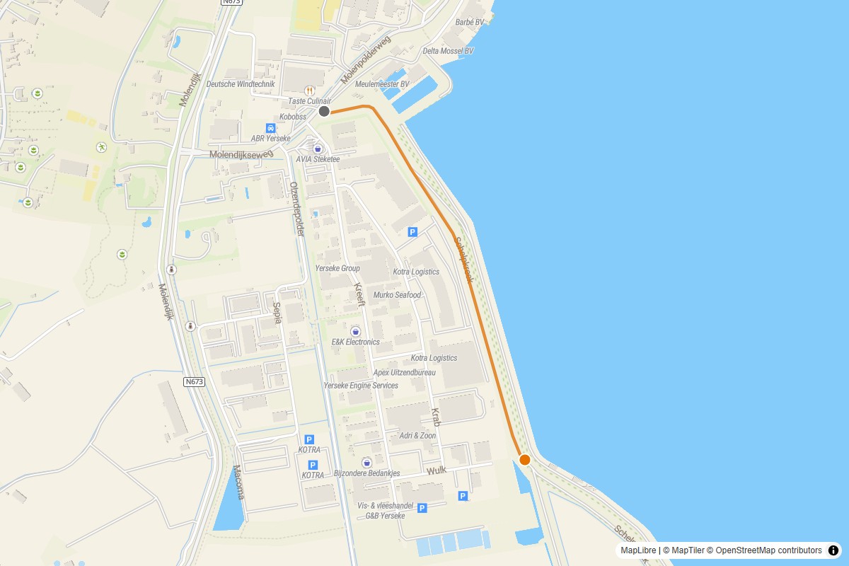 Overzichtskaart van de gravelroute #08 Gravelstrook Schelpenkreek bij Yerseke