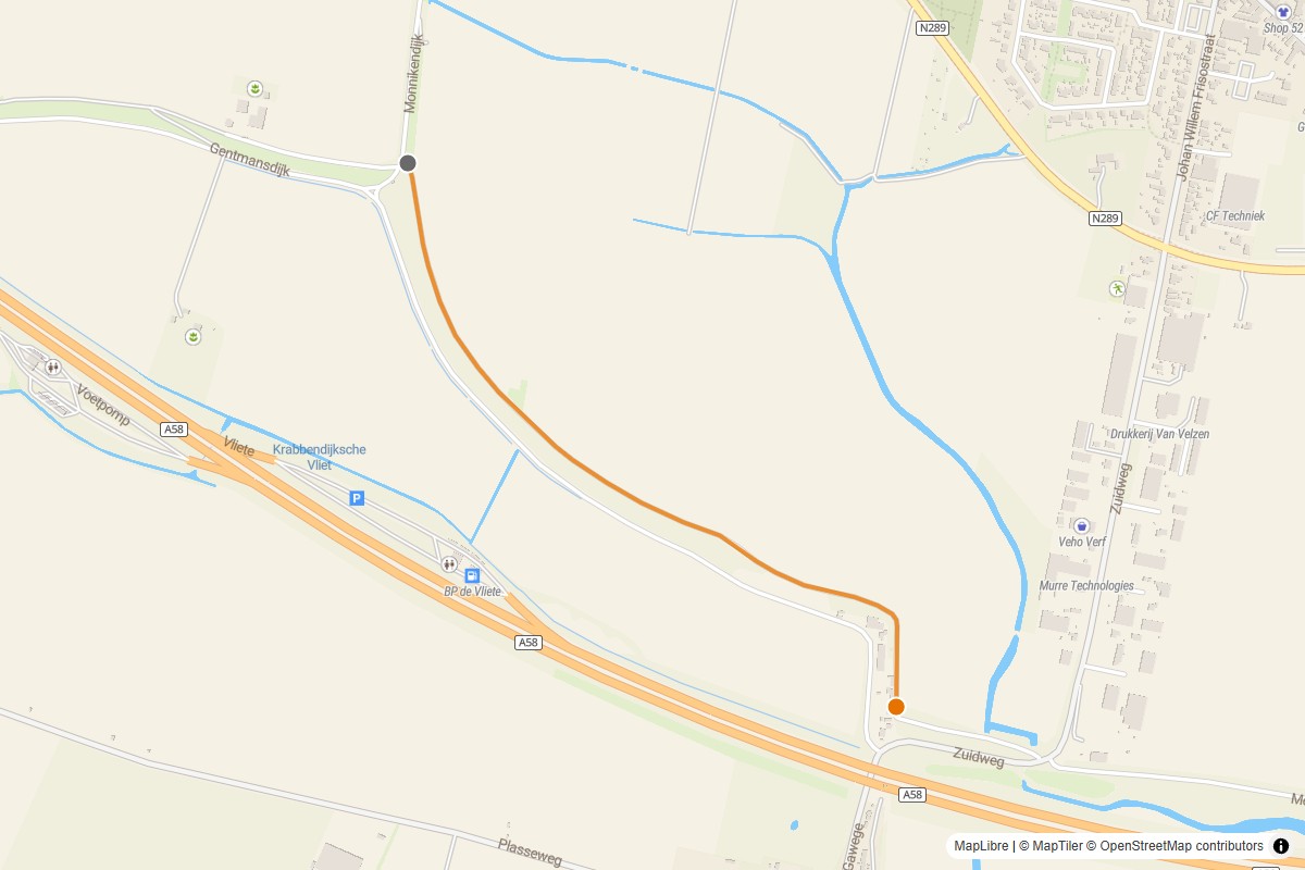 Overzichtskaart van de gravelroute #11 Gravelstrook Gawege bij Krabbendijke