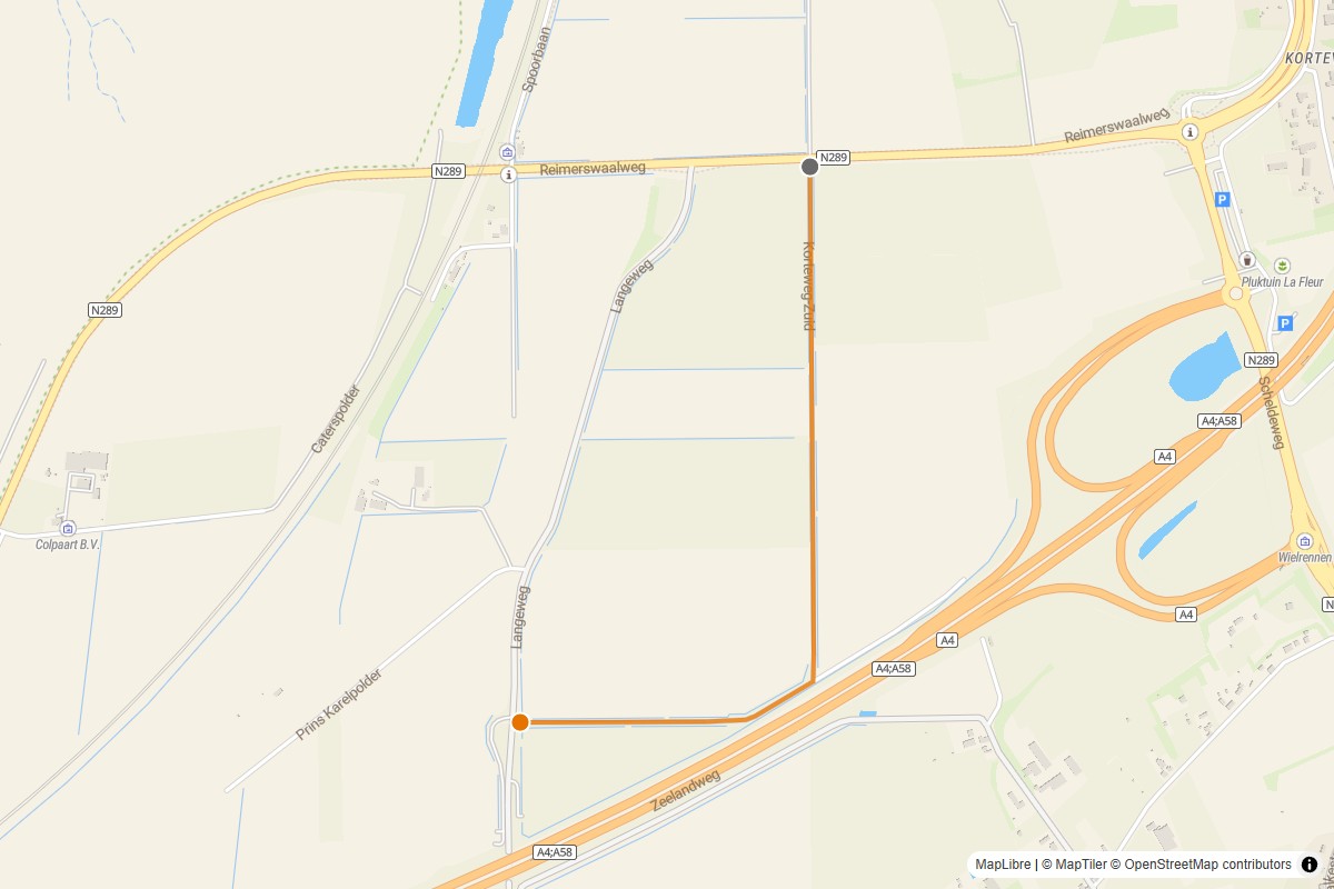 Overzichtskaart van de gravelroute #16 Gravelstrook Korteweg-Zuid bij Woensdrecht