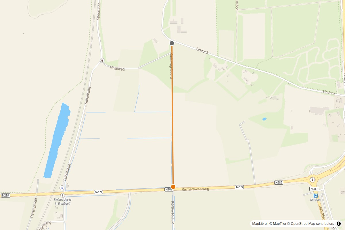 Overzichtskaart van de gravelroute #17 Gravelstrook Korteweg bij Woensdrecht