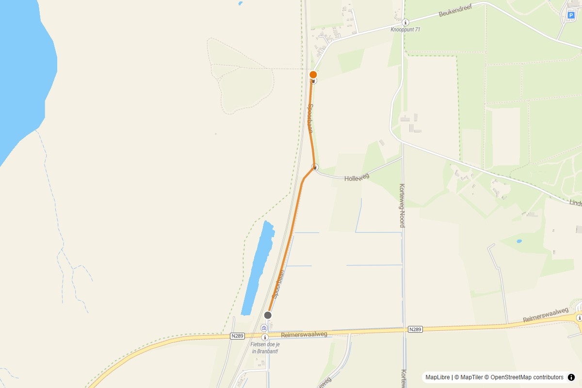 Overzichtskaart van de gravelroute #19 Gravelstrook Spoorbaan bij Hoogerheide