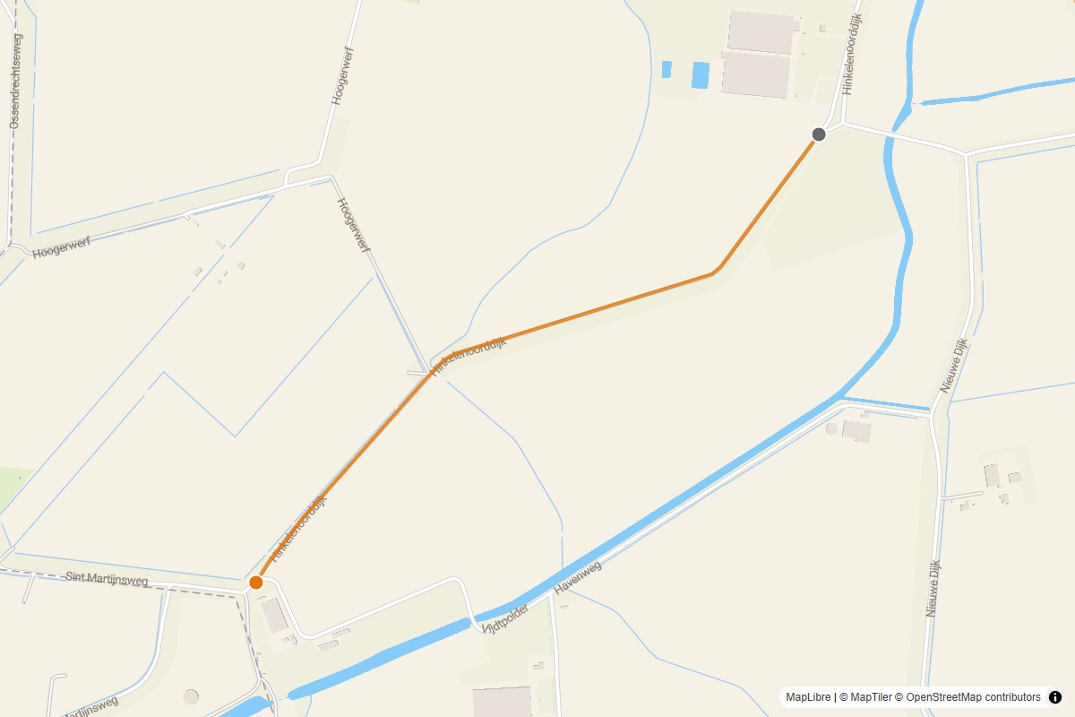 Overzichtskaart van de gravelroute #21 Gravelstrook Hinkelenoordijk bij Woensdrecht