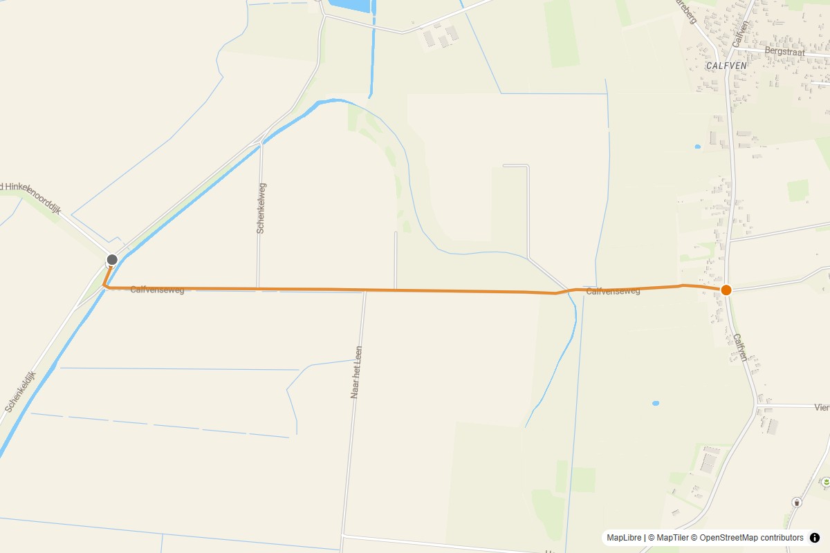 Overzichtskaart van de gravelroute #24 Gravelstrook Calfvenseweg bij Ossendrecht