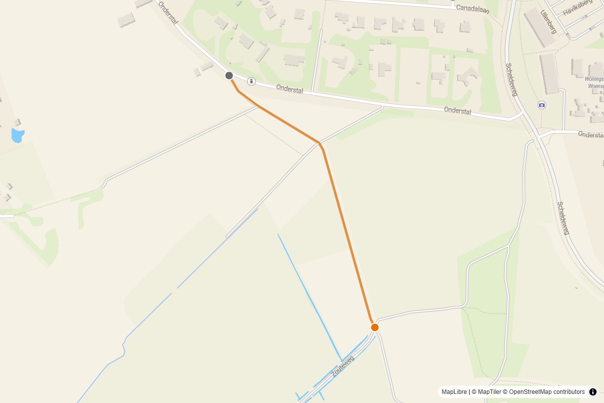 Overzichtskaart van de gravelroute #28 Gravelstrook Onderstal bij Hoogerheide