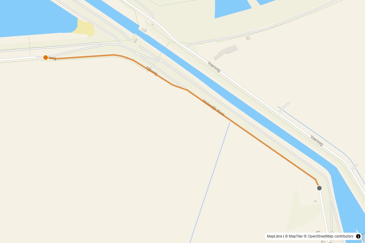 Overzichtskaart van de gravelroute #32 Molendijk West bij Stavenisse