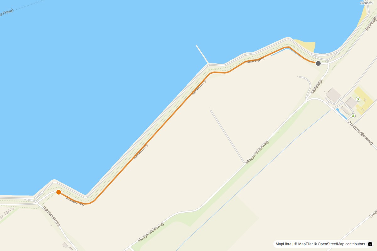 Overzichtskaart van de gravelroute #35 Gravelstrook Ketenweg bij Stavenisse