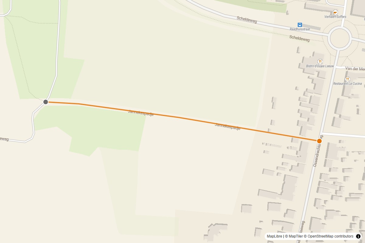 Overzichtskaart van de gravelroute #38 Gravelstrook Jannekes pad bij Hoogerheide