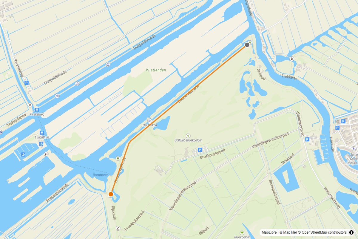 Overzichtskaart van de gravelroute #40 Gravelstrook Boonervlietkade bij Broekpolder