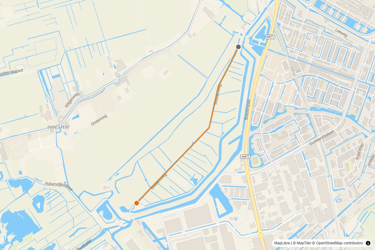Overzichtskaart van de gravelroute #43 Gravelstrook Boezemweg bij Berkel en Roderijs
