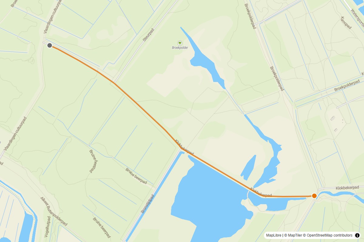 Overzichtskaart van de gravelroute #44 Gravelstrook Klokbekerpad bij Broekpolder