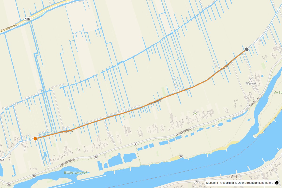 Overzichtskaart van de gravelroute #45 Gravelstrook Tiendweg bij Cabauw
