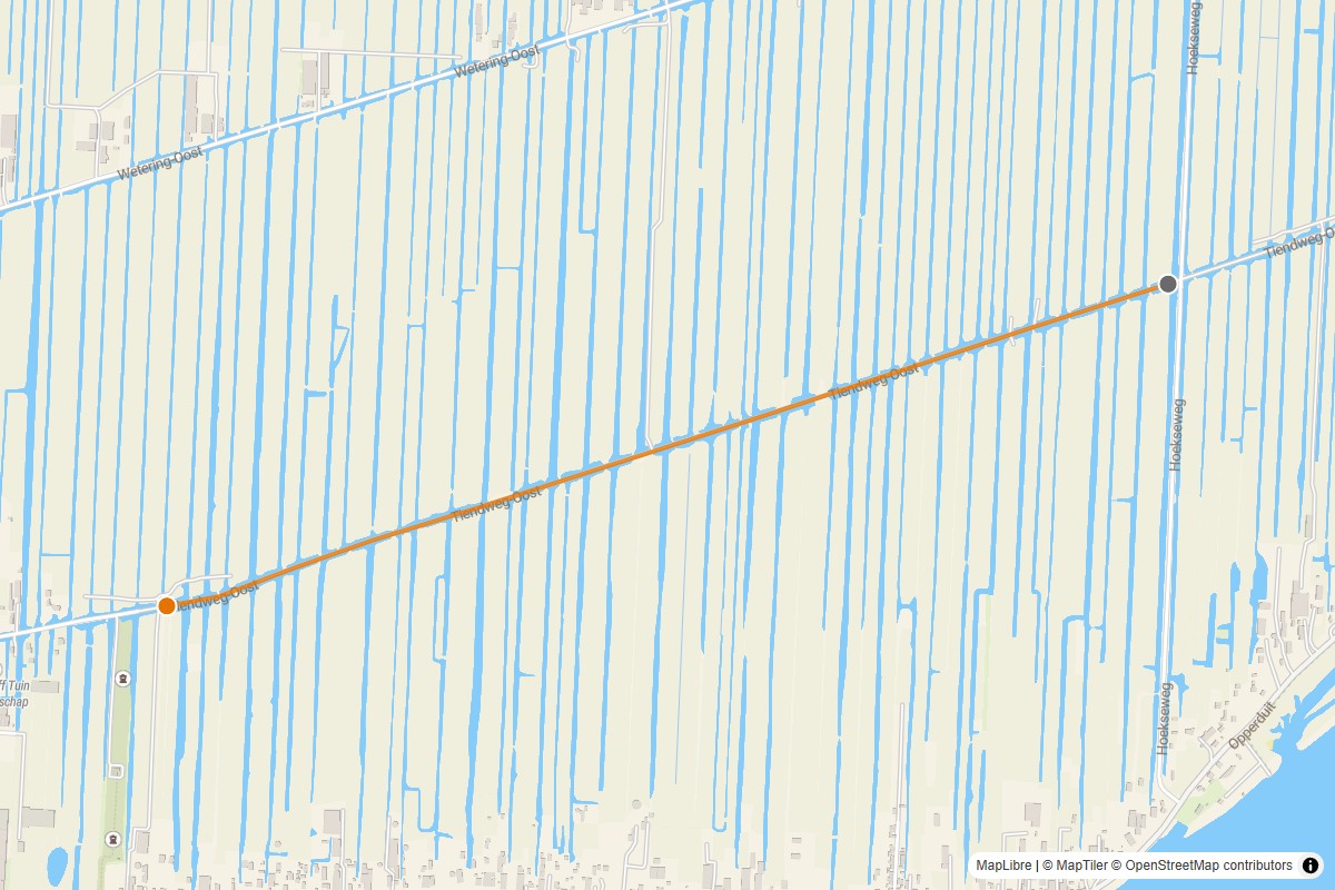 Overzichtskaart van de gravelroute #46 Gravelstrook Tiendweg-Oost bij Lekkerker