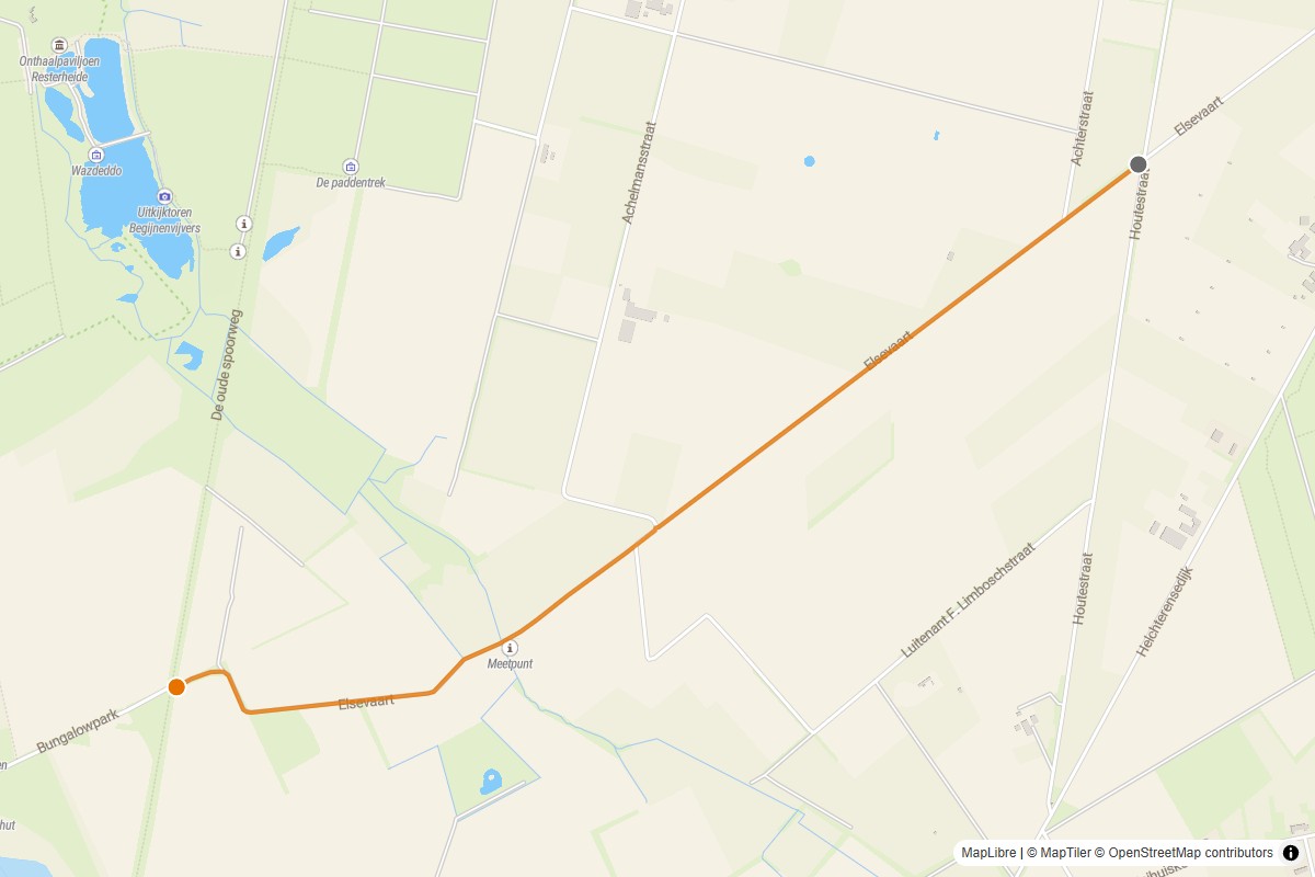 Overzichtskaart van de gravelroute #51 Gravelstrook Elsevaart bij Peer