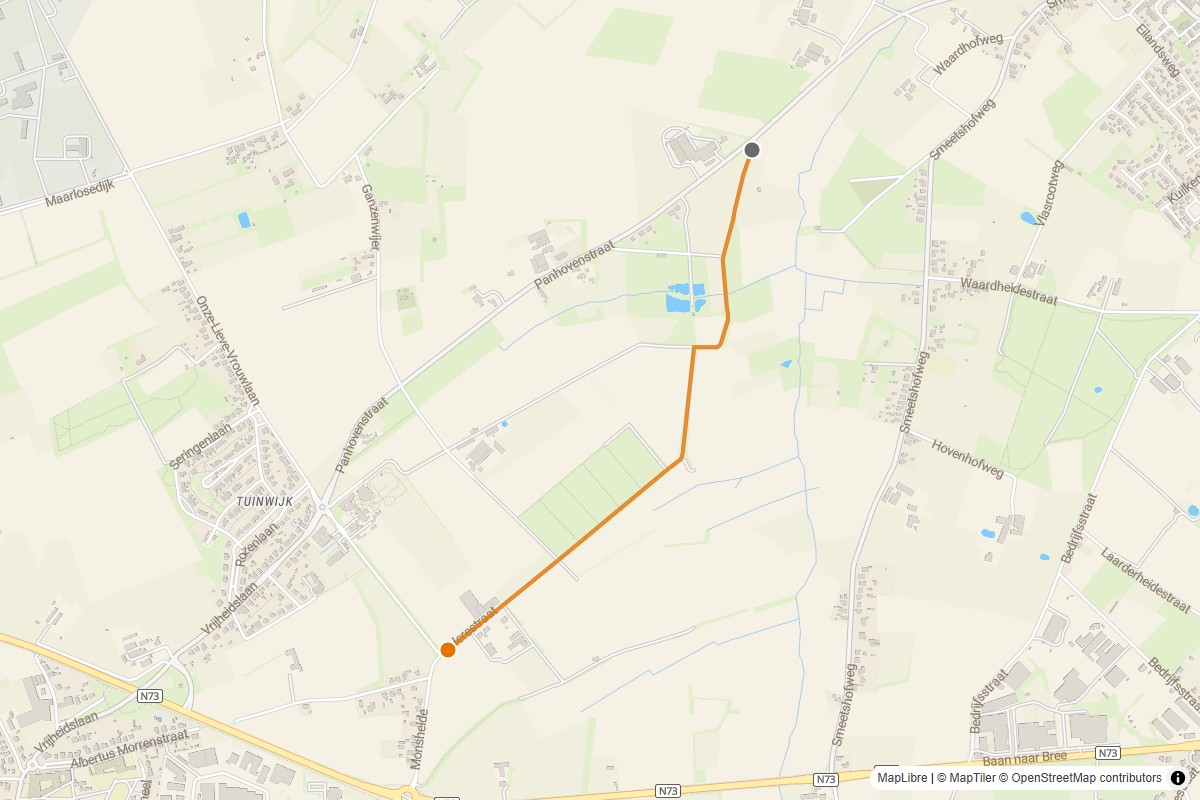 Overzichtskaart van de gravelroute #53 Gravelstrook Herestraat bij Peer