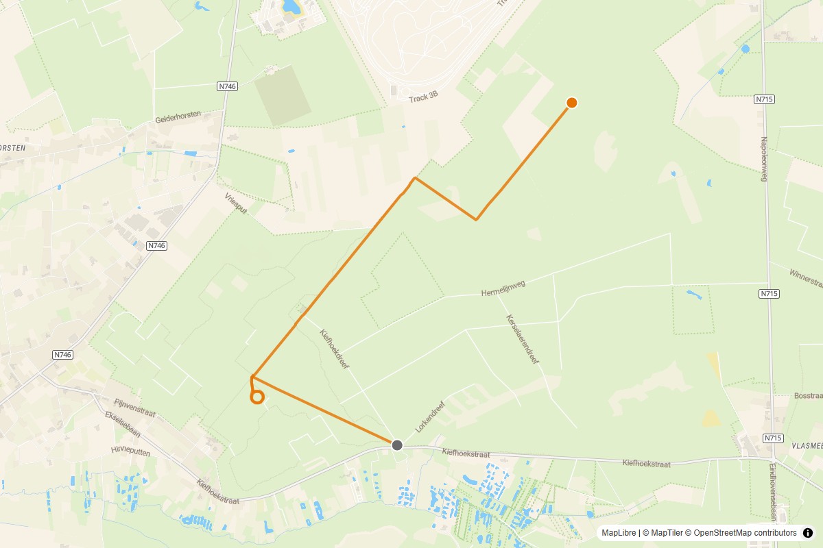 Overzichtskaart van de gravelroute #56 Gravelstrook Fietsen door de bomen bij Pelt