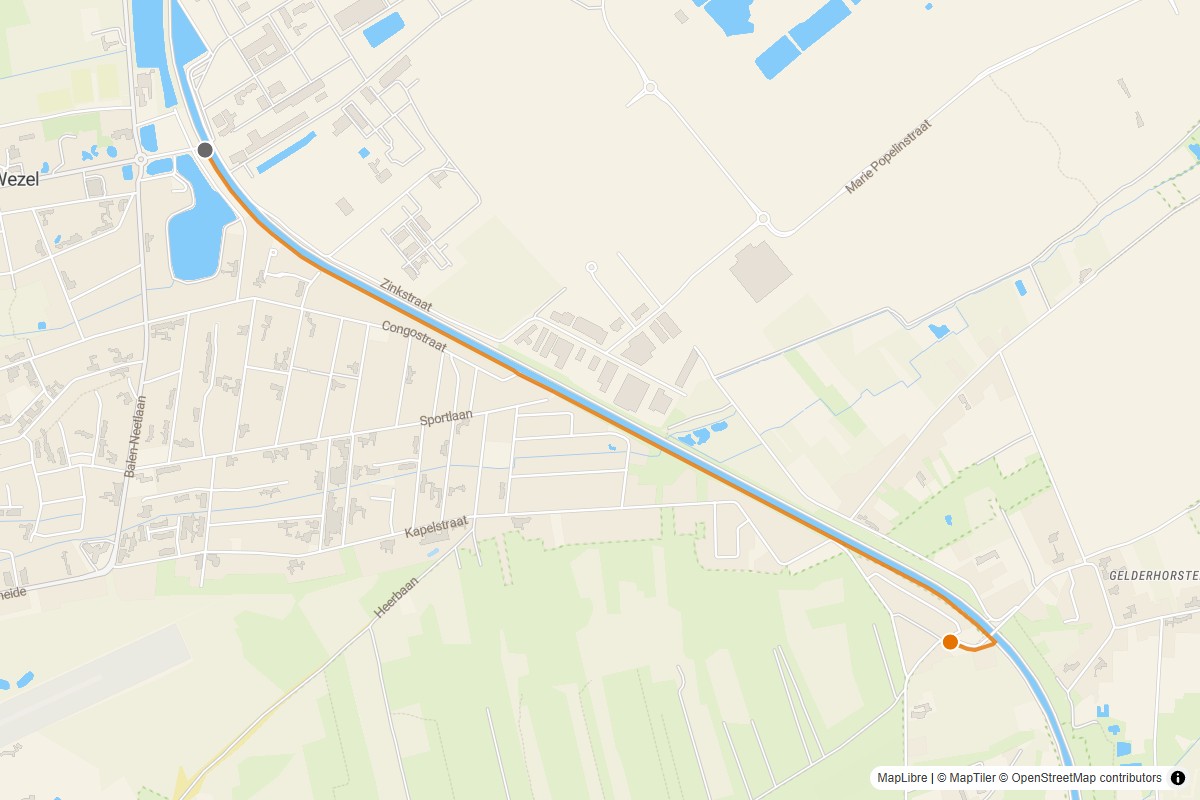 Overzichtskaart van de gravelroute #59 Gravelstrook Kanaaldijk Veille Montagne bij Lommel