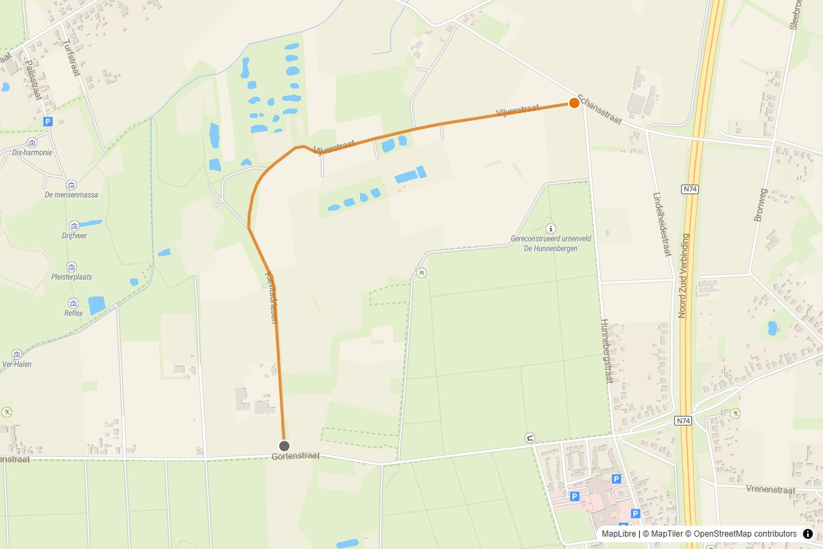 Overzichtskaart van de gravelroute #60 Gravelstrook Kievitsdriessen bij Pelt