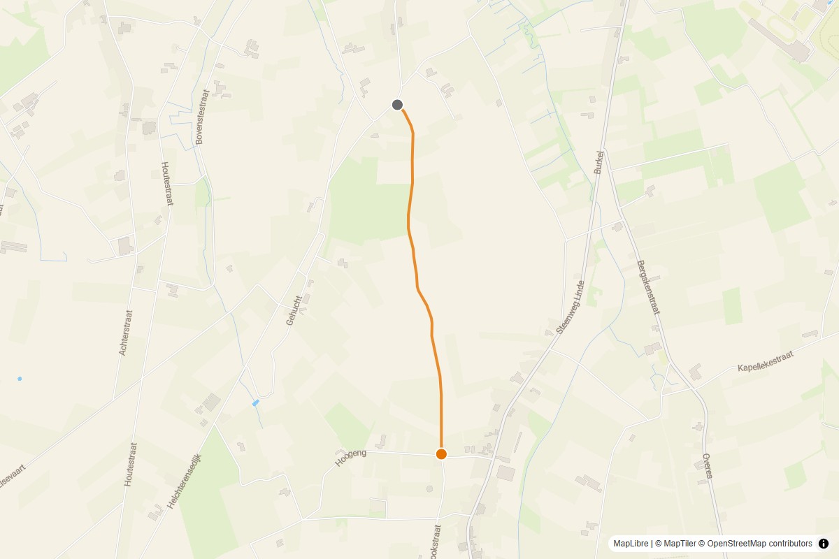 Overzichtskaart van de gravelroute #63 Gravelstrook Lookstraat bij Peer