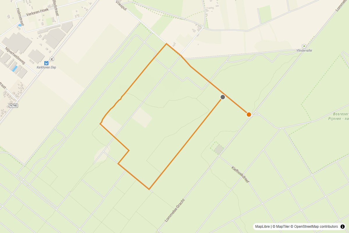 Overzichtskaart van de gravelroute #68 Gravelstrook Vriesput bij Hechtel-Eksel