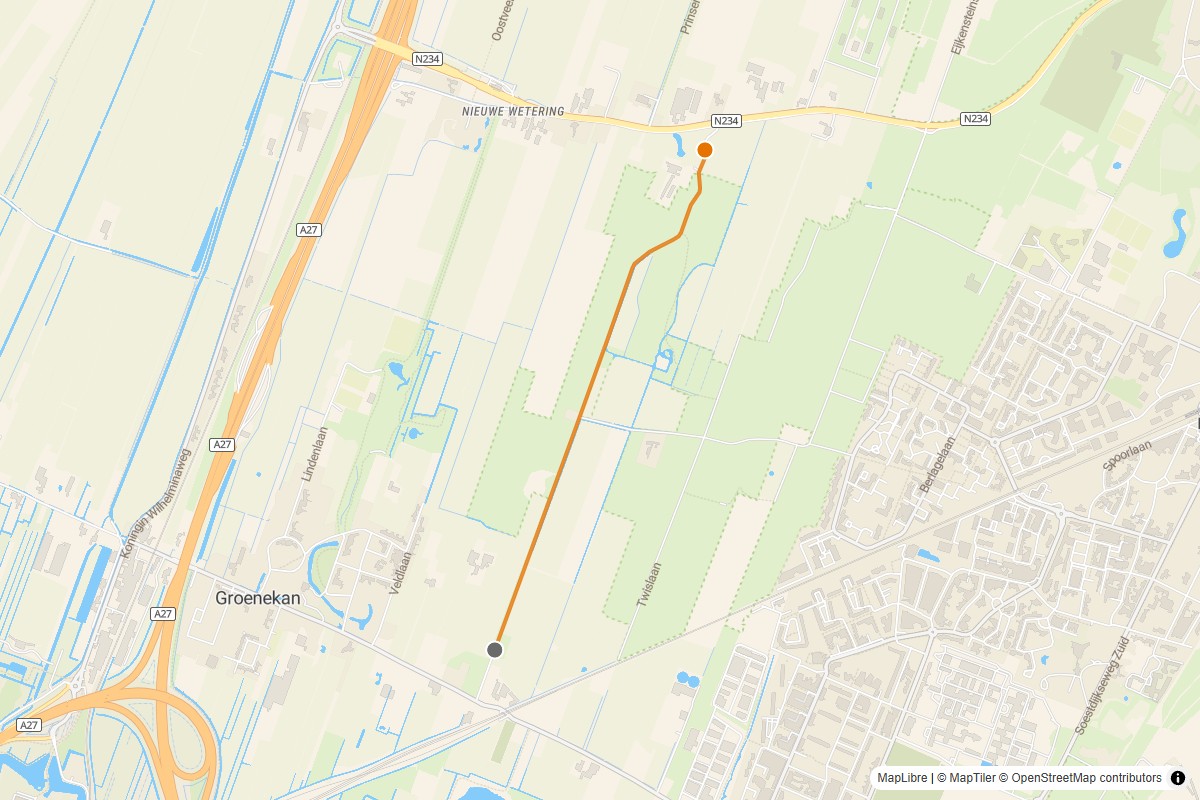 Overzichtskaart van de gravelroute #69 Gravelstrook Beukenburg bij Groenekan