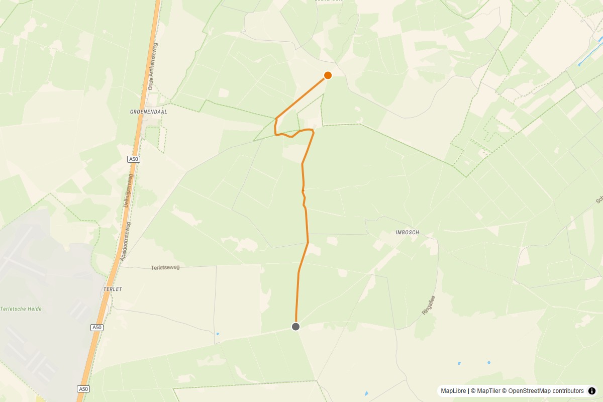 Overzichtskaart van de gravelroute #70 Gravelstrook Droefakkers bij Loenen