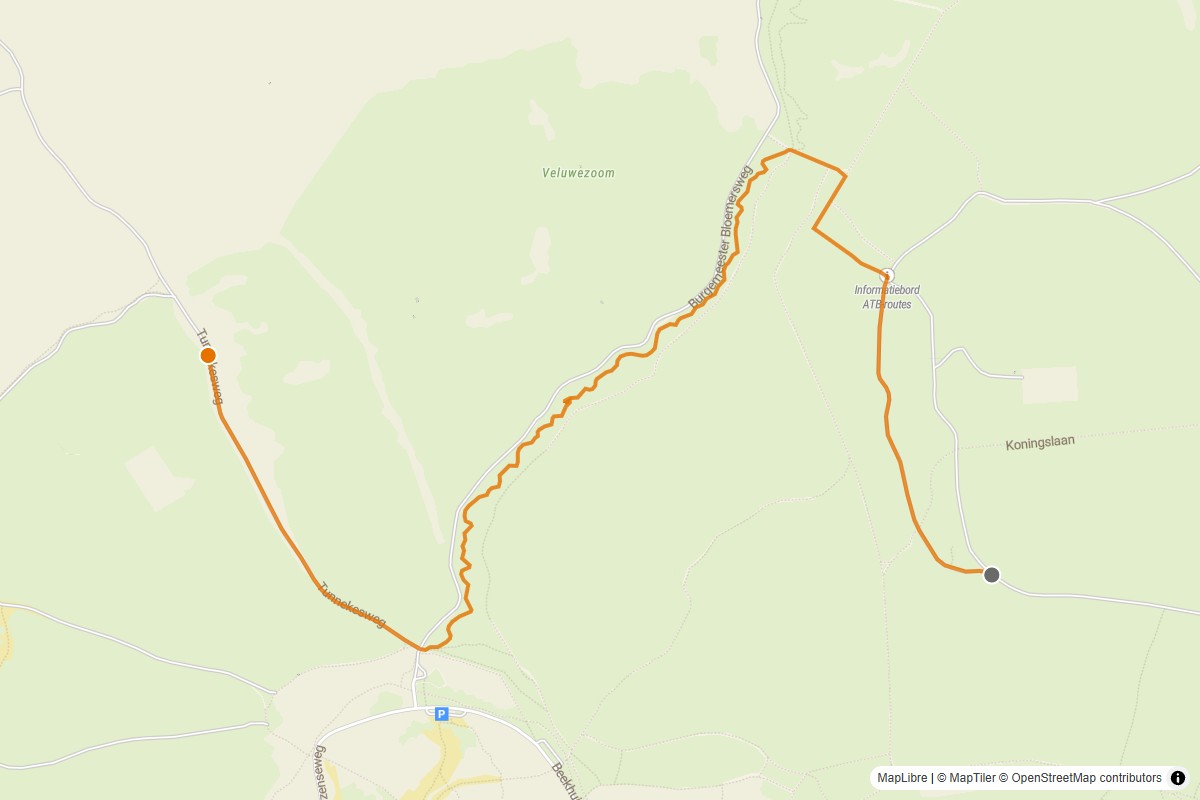 Overzichtskaart van de gravelroute #71 Gravelstrook Tunnekesweg bij Rheden