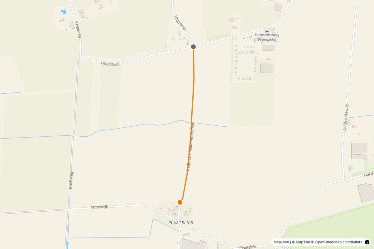 Overzichtskaart van de gravelroute #72 Gravelstrook Padje van Janus van Sjefkes bij Ossendrecht