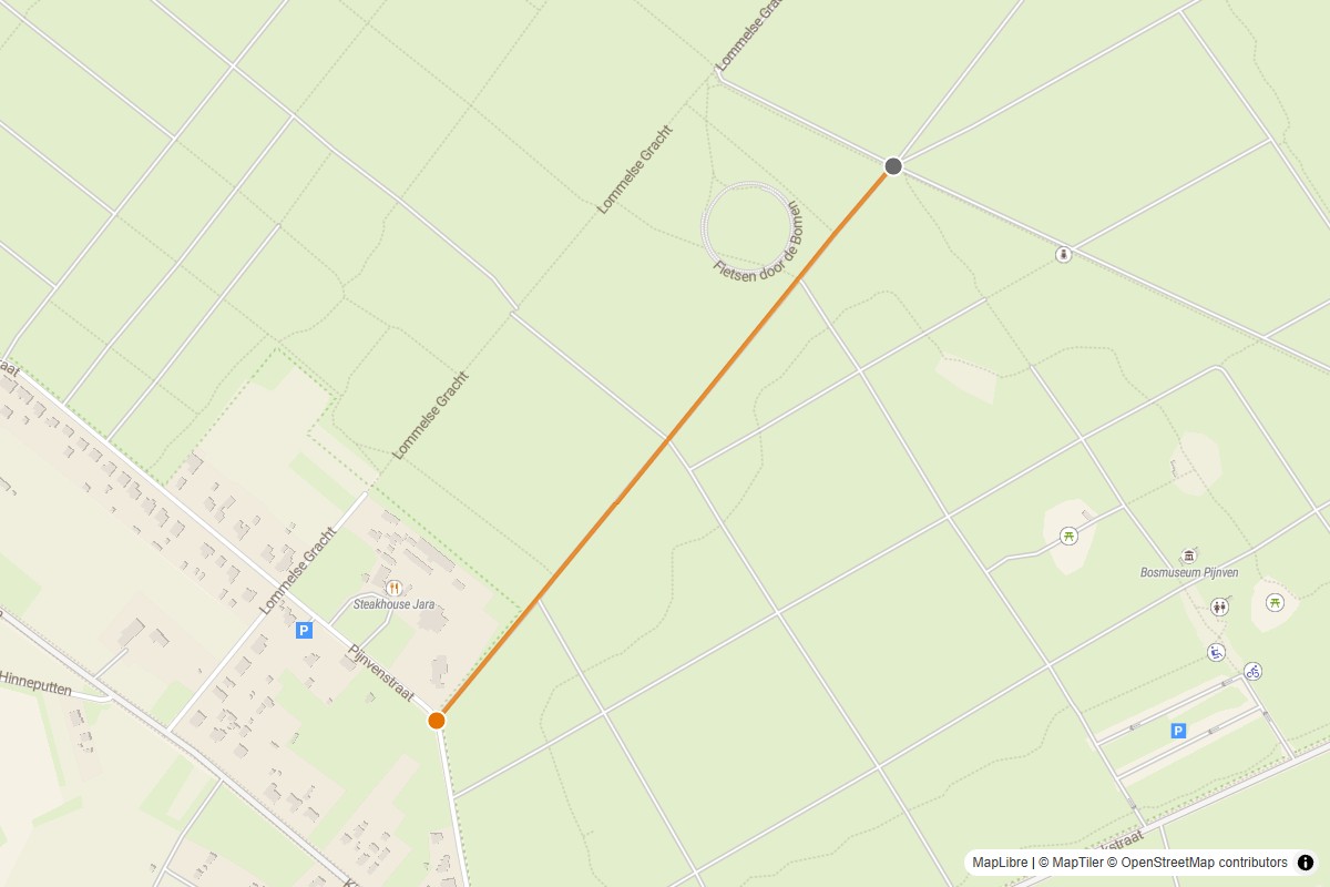 Overzichtskaart van de gravelroute #76 Gravelstrook Pijnvenstraat bij Hechtel-Eksel